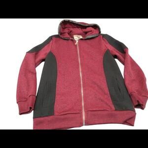 American Heritage Girls Burgundy Black Full Zip Hoodie Sweater 14/16 Defect​​​